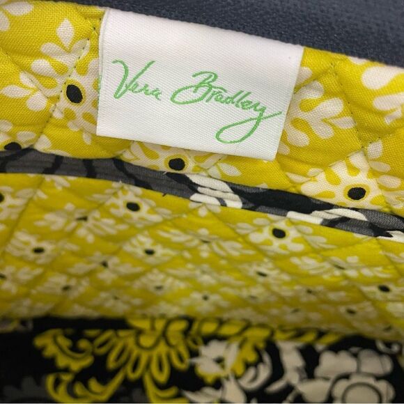 Vera Bradley Black with Grey, White, & Yellow Floral Quilted Crossbody Purse - Picture 8 of 8